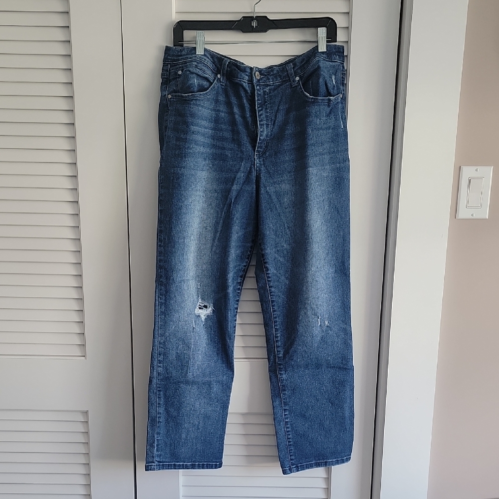 Caslon Blue Relaxed Jeans with Distressed Details